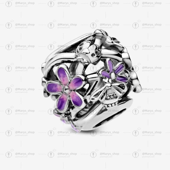 Pandora Openwork Purple Daisy Charm|Pendant - Picture 3 of 6